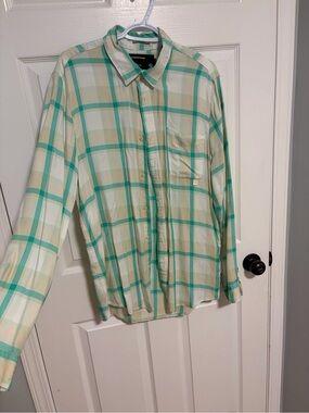 Scotch & Soda Cream and Green Plaid Long-Sleeve Button-Up Shirt